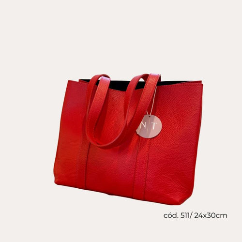 Bolso Piel Grande Rojo